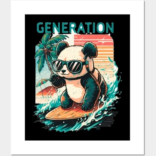 Panda Surfing Posters and Art